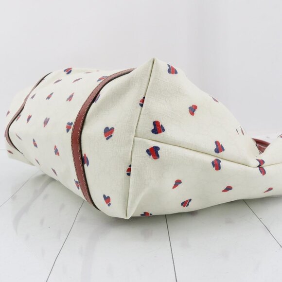 Gucci Red/White GG Supreme Canvas and Patent Leather Medium Heart Joy Tote - Picture 6 of 14